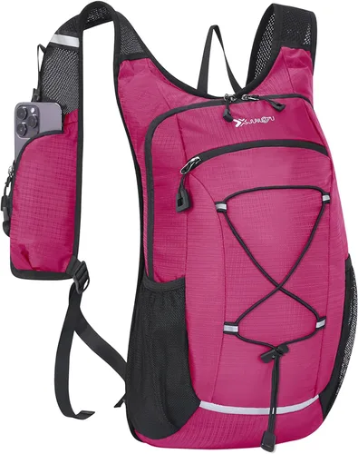 Vista 11 de Mochila pequeña de 15L para senderismo ligera Mochila de hidratación para hombres y mujeres, mochila de senderismo impermeable para viajes y ciclismo