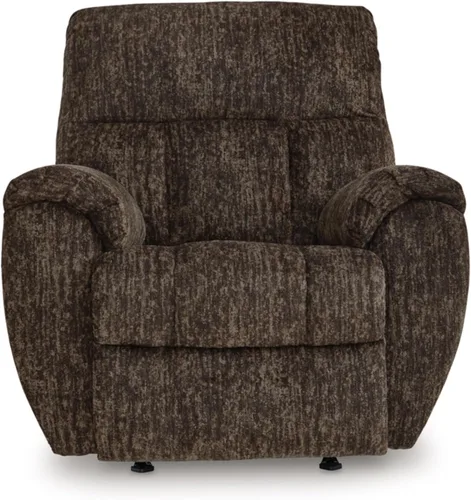 Vista 8 de Signature Design by Ashley Rampant Sillón Mecedora Reclinable Casual Manual con Brazos Acolchados, Marrón Oscuro Chocolate