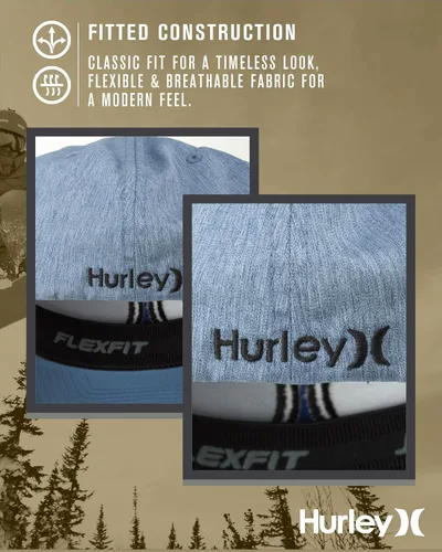 Vista 75 de Hurley Gorras para hombre - One & Only Flexfit Textures Cap - Sombreros ajustados para hombre, S-XL