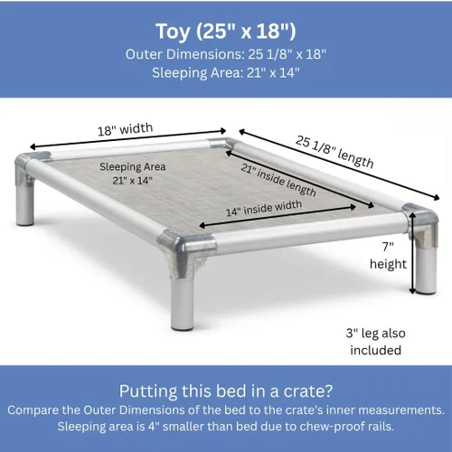 Vista 3 de Kuranda Cama a prueba de masticables - Aluminio plateado - 25" x 18" - Sunsure Textilene - Abedul