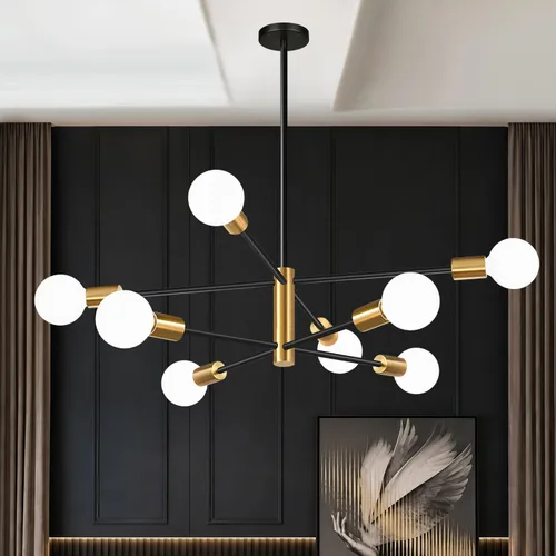 Vista 18 de Sputnik - Lámpara de techo con 6 luces para comedor Negro y oro cepillado