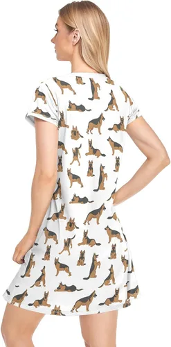 Vista 3 de Ollabaky Camisón para mujer, camiseta de dormir estampada de manga corta para dormir, pijama, camisola