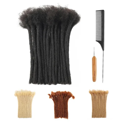 Vista 22 de Extensiones de Rastas de Cabello Humano 0.4cm de Grosor 4 Pulgadas 20 Hebras 100% Cabello Humano Real para Hombres/Mujeres/Niños Completamente