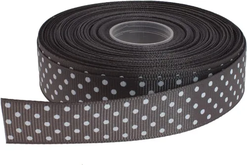 Vista 37 de Cinta de grogrén de lunares de 25 yardas cada rollo 100% poliéster (1 pulgada, beige)