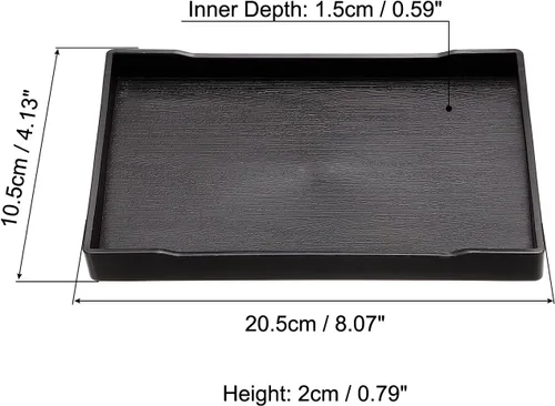 Vista 2 de PATIKIL Bandeja de comida rápida de 8 x 4, bandeja rectangular reutilizable reciclable multiusos para restaurante, cocina en casa, color negro