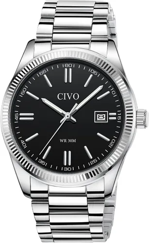 Vista 12 de CIVO Analog Mens Watches Silver: Wrist Watches with Date Easy to Read - Dress Stainless Steel Watch for Men Gifts for Husband Father at Birthday