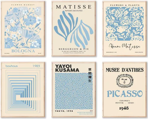 Vista 22 de KBKBART Matisse - Impresiones artísticas para pared, póster abstracto de arte de pared de Matisse, negro y beige, línea de cuerpo para mujer, hojas