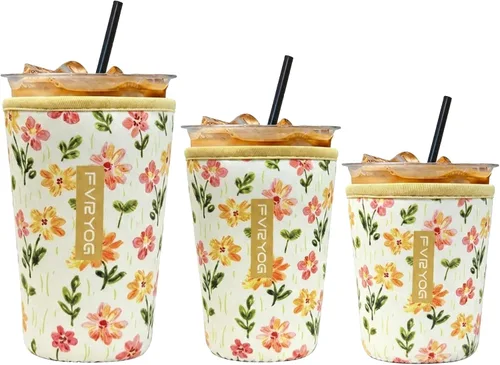 Vista 125 de Reusable Insulated Neoprene Iced Coffee Sleeves for Iced Coffee Cups, Coffee Coolies sleeves for Iced & Hot Drinks