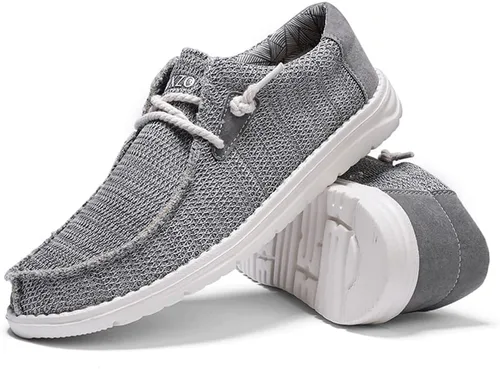 Vista 4 de Zapatos de tela sin cordones para hombre, mocasines de lona, zapatos planos y cómodos, zapatos casuales ligeros para barco