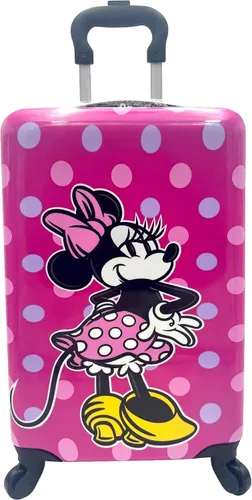 Vista 3 de Fast Forward Juego de maletas de mano y estuche de belleza con licencia de lado duro de 20 pulgadas para niños, Multi colorido, Minnie Mouse