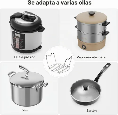 Vista 6 de GSlife - Estante de vapor para olla instantánea con mango de silicona - Accesorios de olla instantánea de acero inoxidable, estante de vapor