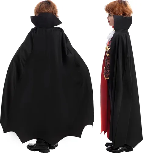 Vista 2 de Vampire Costume for Boys Scary Halloween Party, Vampire Teeth Cosmetic Kit IncludedBlack Red