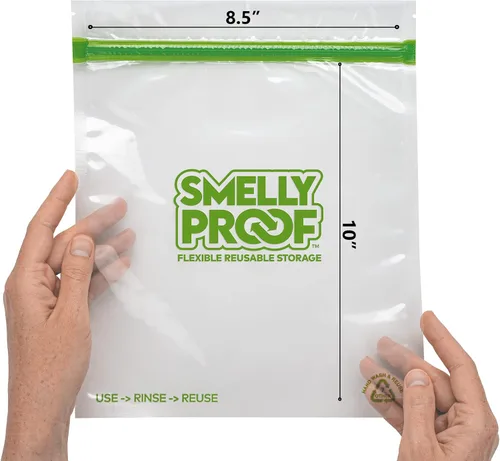 Vista 2 de Smelly Proof Bolsas de almacenamiento de comida de cuarto de galón, hechas en EE. UU., bolsas reutilizables para almacenamiento de alimentos, bolsas