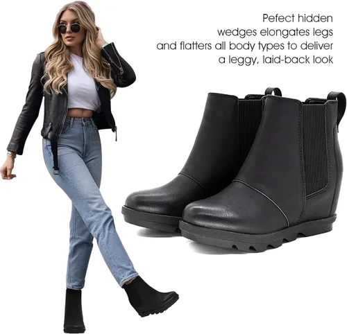 Vista 6 de Athlefit Botas de cuña cómodas para mujer
