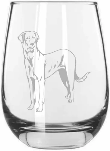 Vista 308 de Shar Pei (chino) - Vaso de vino sin tallo grabado para perro, 15.25 onzas