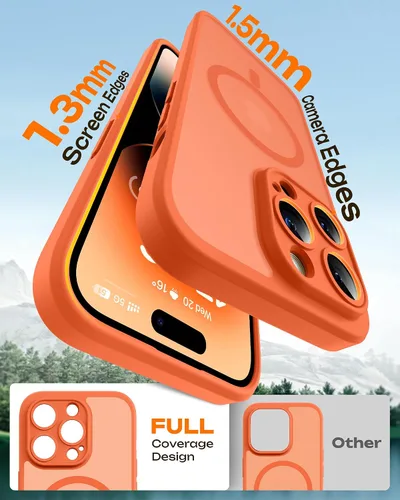 Vista 358 de TOCOL Funda magnética 3 en 1 para iPhone 15 Pro, mejorada [protección completa de cámara] con 2 protectores de pantalla, compatible con MagSafe Gris