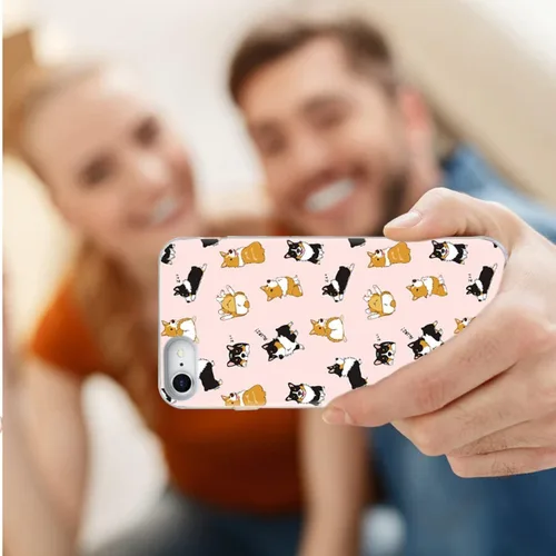 Vista 7 de Funda protectora delgada de goma TPU suave para iPhone SE 2022/2020/8/7/6S/6, funda protectora de goma TPU suave, lindo perro corgi de dibujos Un