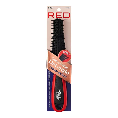 Vista 8 de Red by Kiss Glide & Define Cepillo desenredante con punta de bola antideslizante para el cuidado natural del cuero cabelludo, cerdas resistentes al