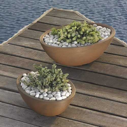 Vista 5 de Crescent Garden Delano - Maceta ovalada para jardín, suculentas, cuenco único de doble pared para interiores y exteriores con enchufe