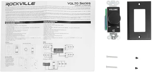 Vista 6 de Rockville VOL7035 Controlador de zona de control de volumen de pared negro de 35 W 70 V, atenuación de 11 pasos, acabado negro de 1 banda, diseño