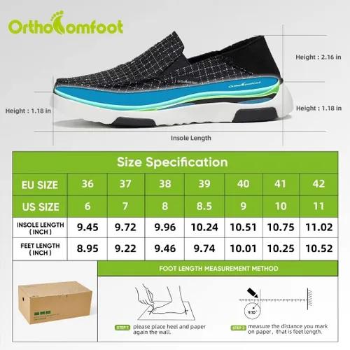 Vista 6 de OrthoComfoot Zapatos sin cordones para mujer con soporte de arco, pantuflas ortopédicas, mocasines para fascitis plantar para aliviar el dolor