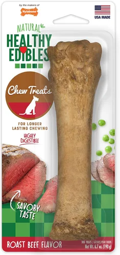 Vista 15 de Nylabone Healthy Edibles Masticables Naturales para Perros de Larga Duración con Sabor a Tocino para Perros, X-Large/Souper (1 unidad)