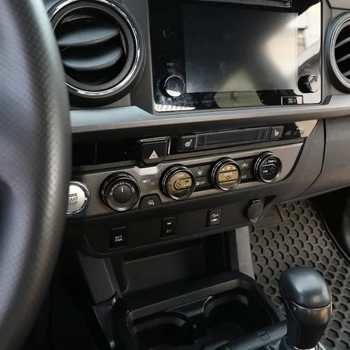 Vista 4 de Cubierta de anillo de botón de aleación de aluminio para automóvil y perilla de salida de volumen, 4 piezas, compatible con Toyota Tacoma 2016 2017