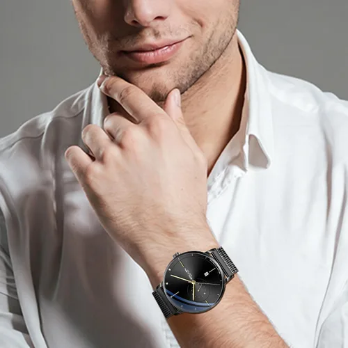 Vista 2 de Automatic Watches for Men, Luxury Minimalist Men's Automatic Watch Negro