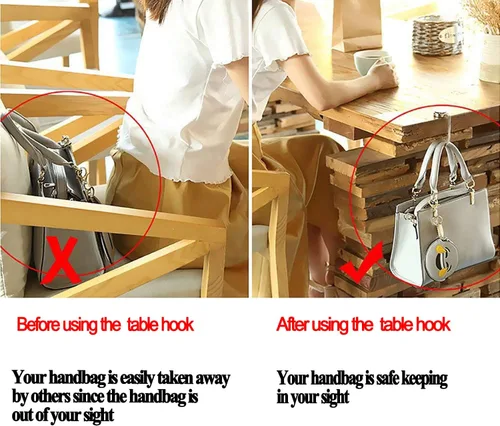 Vista 4 de Gancho para colgar bolsos, gancho para colgar bolsas, organizador de bolsos, decoración de almacenamiento para colgar la mesa para mujeres