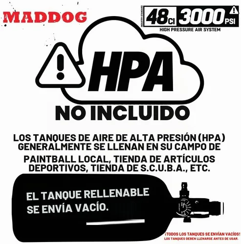 Vista 7 de Maddog Aluminum Compressed Air HPA Paintball Tank with Regulator - Airgun Airsoft PCP - Fresh Hydro Date - Ships Empty - Single - Refillable