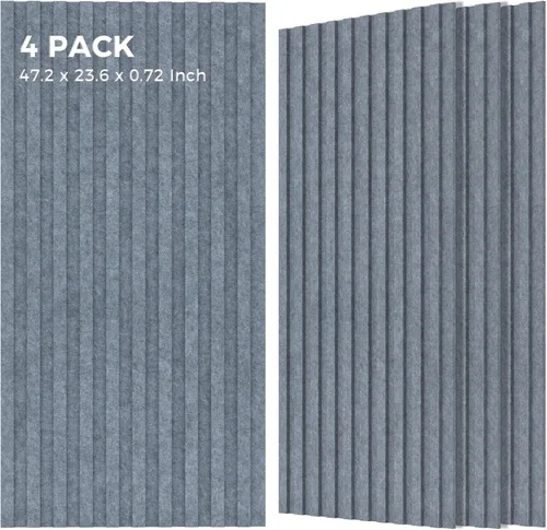 Vista 17 de Grandes paneles acústicos bicapa, juego de 4 paneles absorbentes de sonido, paneles a prueba de sonido de 120 cm x 60 cm x 1.8 cm para paredes