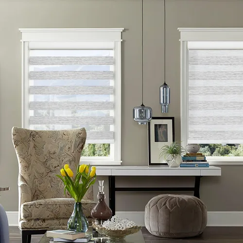 Vista 4 de Tonature Zebra - Persianas enrollables sin cordones para puerta de patio, con control de luz para día y noche, fáciles de instalar, color blanco
