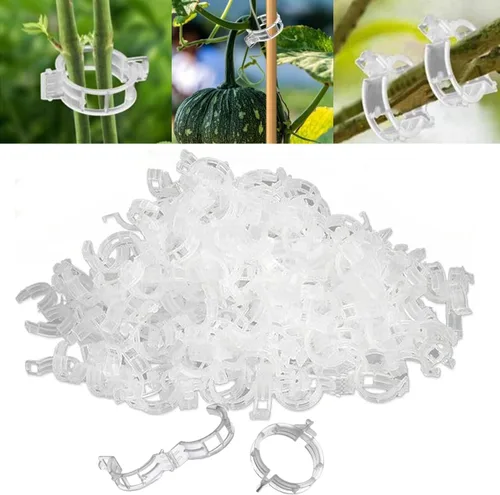 Vista 8 de 300 clips de plástico seguro para plantas, clips de fijación de plantas, clips de tomate de plástico para plantas trepadoras, clips de jardín, clips