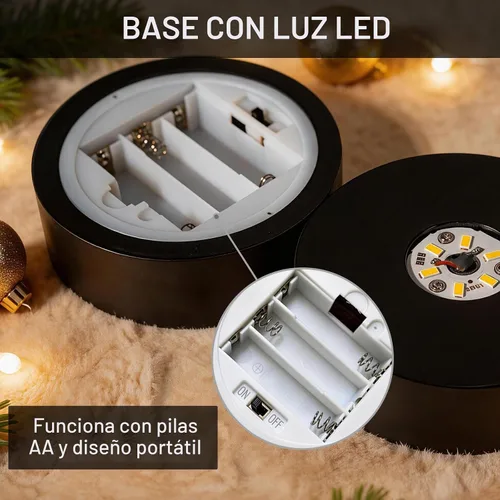 Vista 5 de Base de luz LED de alimentación de batería para decoración de cristal, luz cálida, 4 pulgadas Negro oscuro