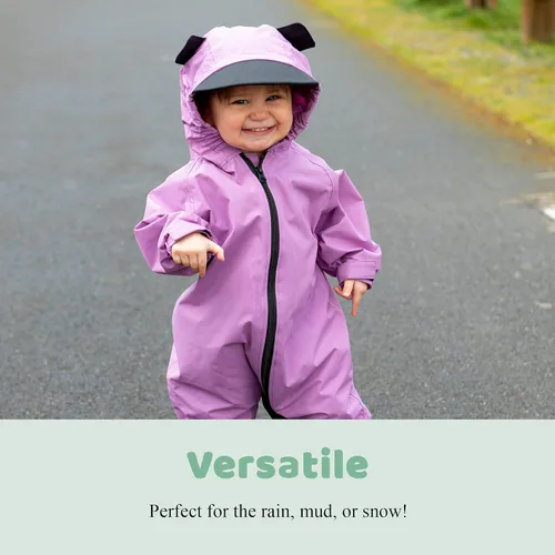 Vista 5 de Traje de lluvia para niños pequeños - Overol impermeable Muddy Buddy de una pieza resistente a la intemperie chaqueta para bebé