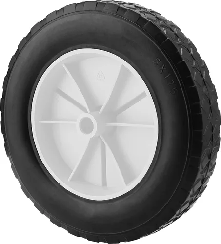 Vista 5 de PINGEUI Paquete de 4 ruedas para cortacésped de 8 x 1.75 pulgadas, ruedas de goma sólida, ejes de 1/2 pulgada, rueda de plástico con banda