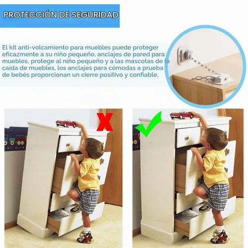 Vista 2 de YEYA - Anclaje para muebles antipunta sin taladro, ajustable de 10 pulgadas, paquete de 2