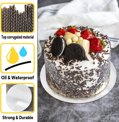 Vista 3 de Tableros redondos para tartas de 10 pulgadas, 50 unidades, base de pastel de grado alimenticio, placa para pastel impermeable y a prueba de aceite