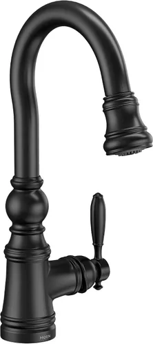 Vista 11 de Moen S53004BG Weymouth Shepherd's Hook Grifo de barra de cocina desplegable con varilla de metal con limpieza eléctrica, oro cepillado