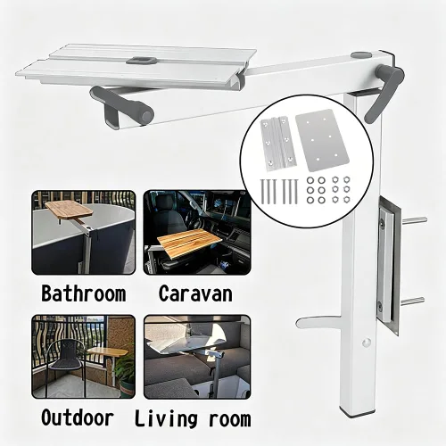 Vista 5 de Soporte de placa de montaje de base de mesa para caravana, soporte de aluminio ajustable giratorio para cámper, autocaravana, caravana