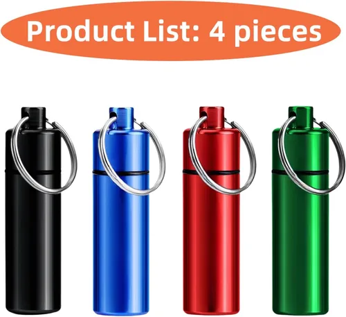 Vista 2 de OakMsOik Pequeño pastillero portátil llavero con hebilla de alpinismo de metal, mini organizador de píldoras, contenedor para bolso, pastillero