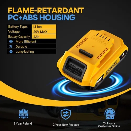 Vista 6 de Reemplazo 4Ah compatible con batería Dewalt 20V MAX con alta capacidad