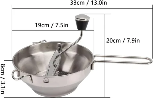Vista 6 de Triturador manual de mermeladas, mezclador de alimentos de acero inoxidable, rallador de mermelada, triturador de patatas, triturador de papas