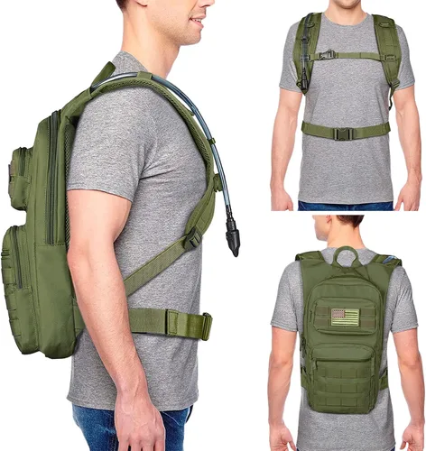 Vista 6 de NOOLA Mochila de hidratación con vejiga de agua de TPU de 3 L, mochila táctica de agua Molle para hombres y mujeres, paquete de hidratación