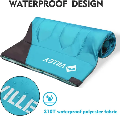 Vista 4 de VILLEY Camping Sleeping Bag, Lightweight Backpacking Sleeping Bag with Carrying Bag for Adults & Kids