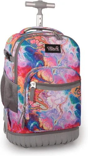 Vista 12 de Tilami Mochila con ruedas para niños de 18 pulgadas, mochila para computadora portátil, bicicleta