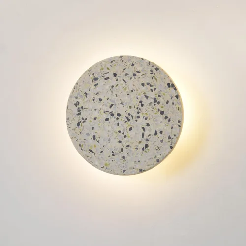 Vista 9 de DUHU Aplique de pared LED redondo, lámpara de pared de cemento gris cableada, lámpara de pared minimalista con diseño de acabado elegante