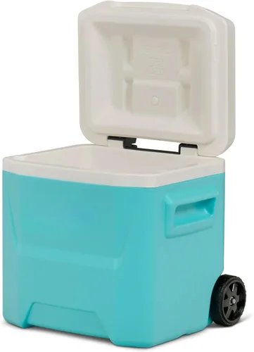 Vista 2 de Cooler Hard-Sided Ice Chest, Portable Insulated Cooler with Wheels, Telescoping Handle, Cool Riser Tech, Leak-Resistant