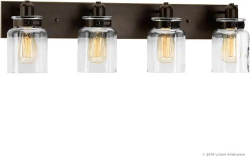 Vista 6 de Urban Ambiance Lámpara de tocador de baño moderna de lujo, tamaño grande: 8.625 pulgadas de alto x 30.25 pulgadas de ancho, con elementos