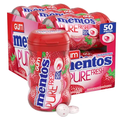 Vista 20 de Mentos Chicle Pure Fresh sin azúcar con xilitol, gaulteria, a granel, botella de 50 piezas (paquete de 6)